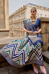 Blue shaded leheriya silk saree with aqua finish weaving saree | Silk Saree | Shaded leheriya style Saree